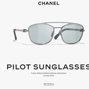 Auth. CHANEL Pilot Sunglasses 4290-Q c.108/87 Ruthenium Denim Aviator